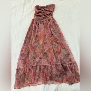 Misa Los Angeles Strapless Paisley Dress - Pink and Brown